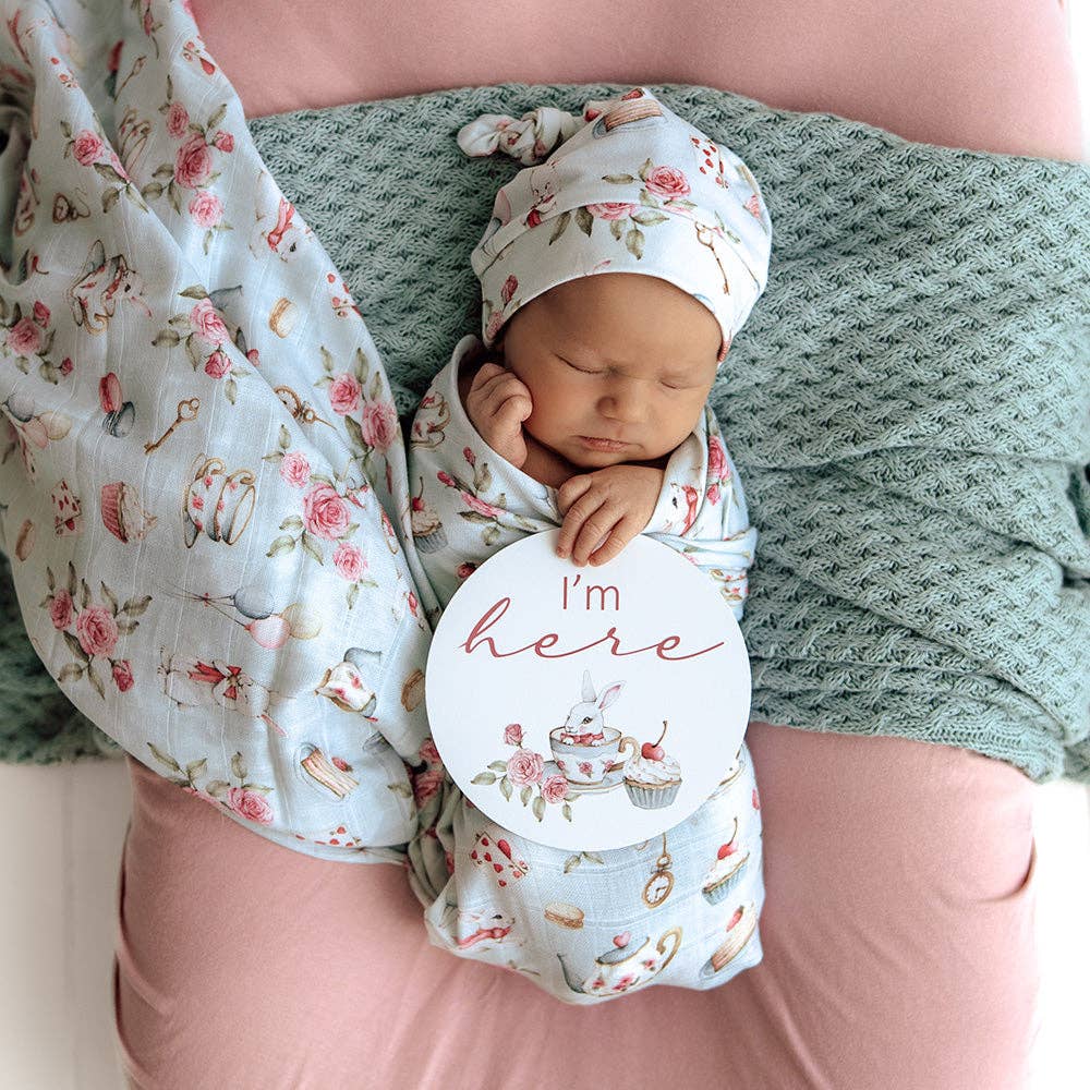 Snuggle Hunny- Tea Party & Sage Reversible Milestone Cards