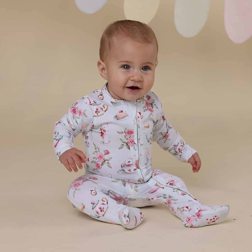 Snuggle Hunny- White Rabbit Organic Snuggle Sleepsuit Zip Footie