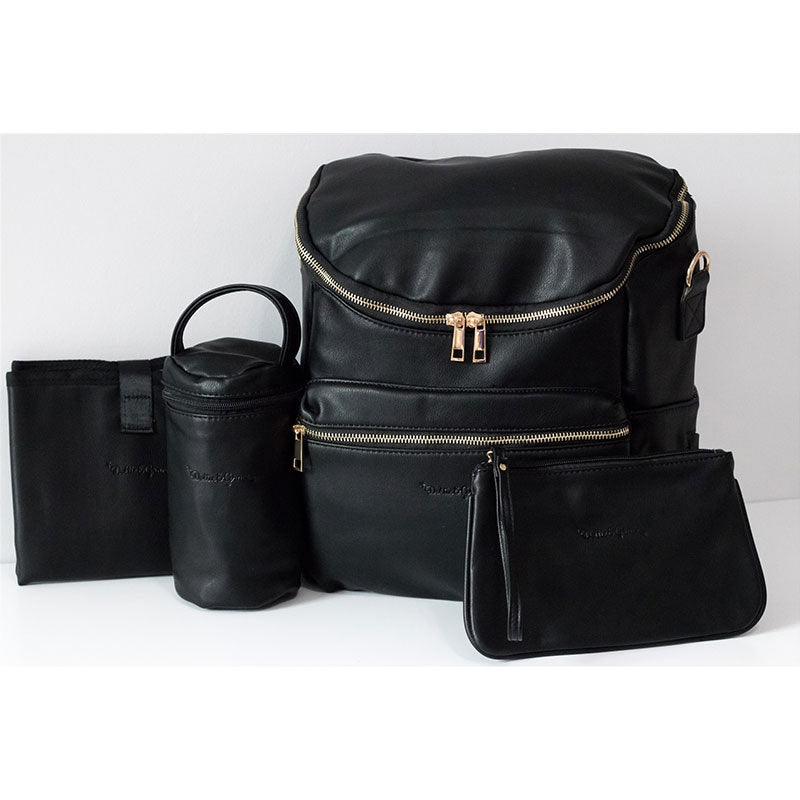 Dottie & Grace Vegan Leather Diaper Bag - Black
