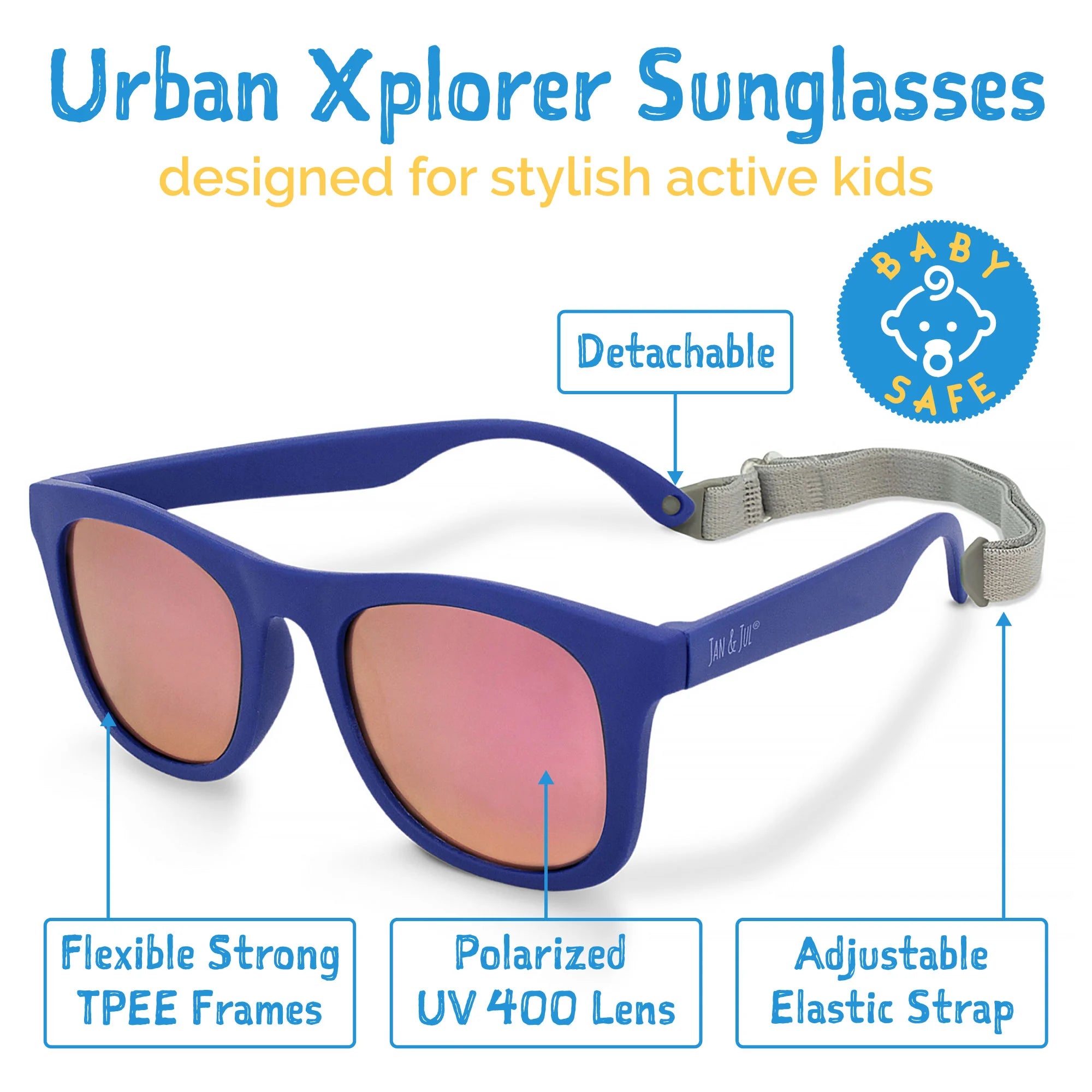 Jan & Jul Sunglasses- Navy with Aurora Lens