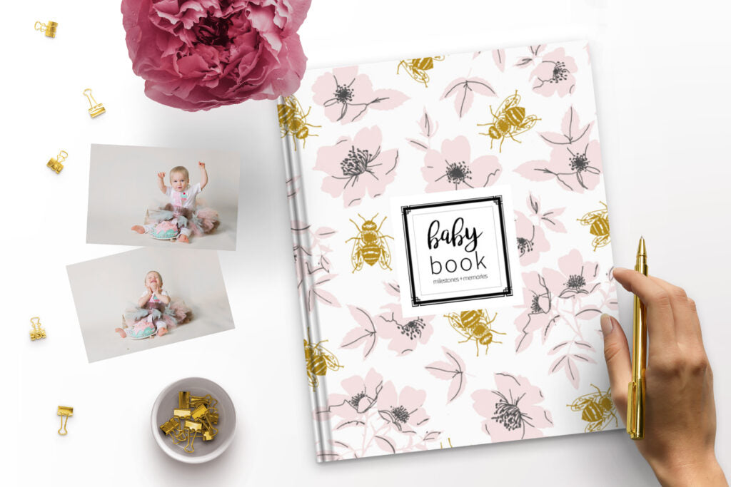 The Joyful Life Co - Pink Floral Bumblebee Baby Book
