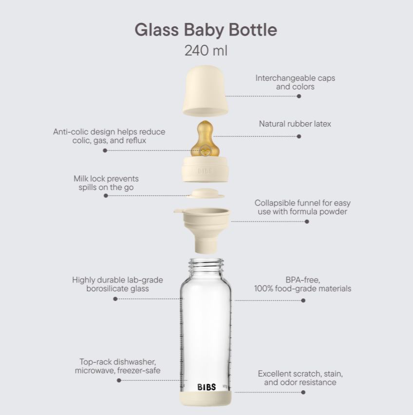 BIBS - Baby Glass Bottle Set 240ml Latex