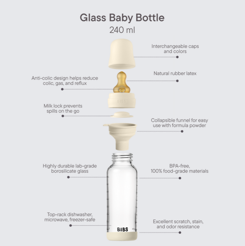 BIBS - Baby Glass Bottle Set 240ml Latex