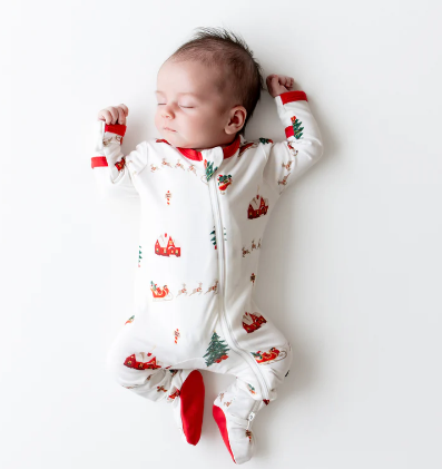 Kyte Baby - Zippered Footie in Santa Sleigh