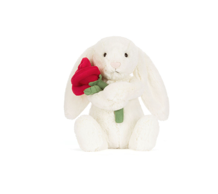Jellycat - NEW Cream Bunny With Rose