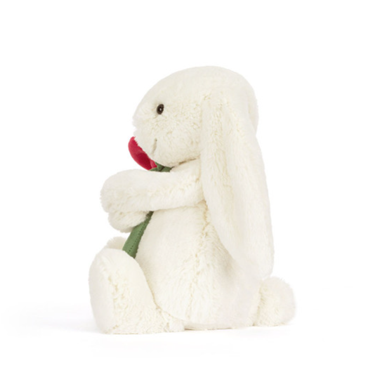 Jellycat - NEW Cream Bunny With Rose
