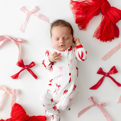 Kyte Baby - Zippered Footie in Small Love Bow