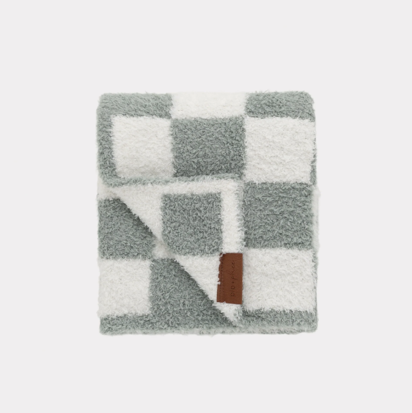 PIP + PHEE Plush Family Blanket - Grey Check | 50" x 60"