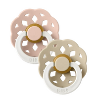 BIBS Size 2 Glow Pacifier -Boheme - Blush/Vanilla (2 pack)