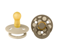 BIBS Size 1 Pacifier -Studio Colour Polka- Vanilla/Dark Oak (2 Pack)