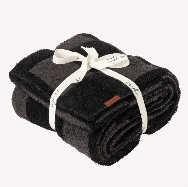 PIP + PHEE Plush Family Blanket - Charcoal Check | 50" x 60"
