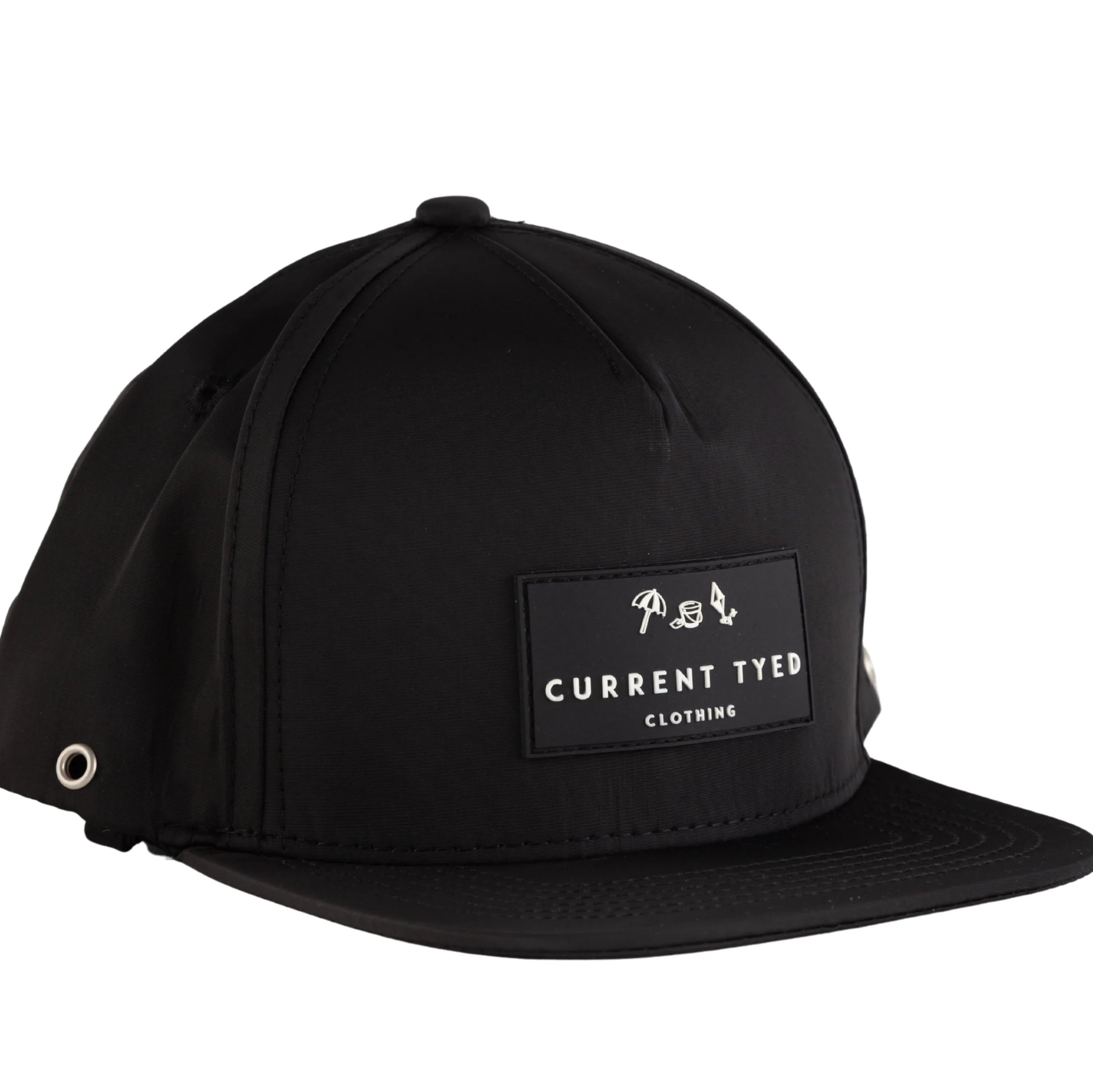 Black Waterproof Snapback Hat- Current Tyed