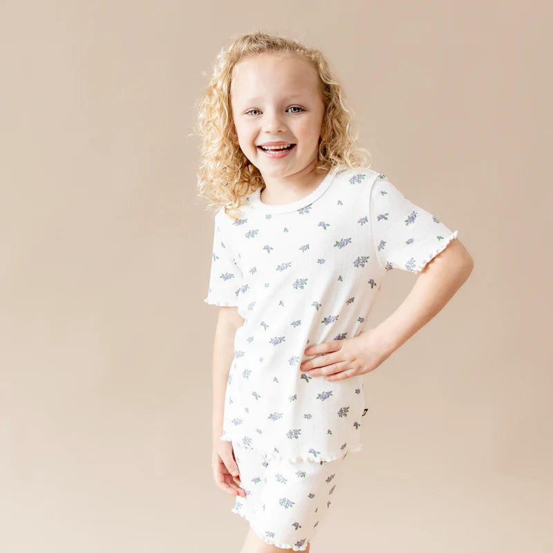Kyte Baby - Pointelle Short Sleeve Pajamas - Spray Rose