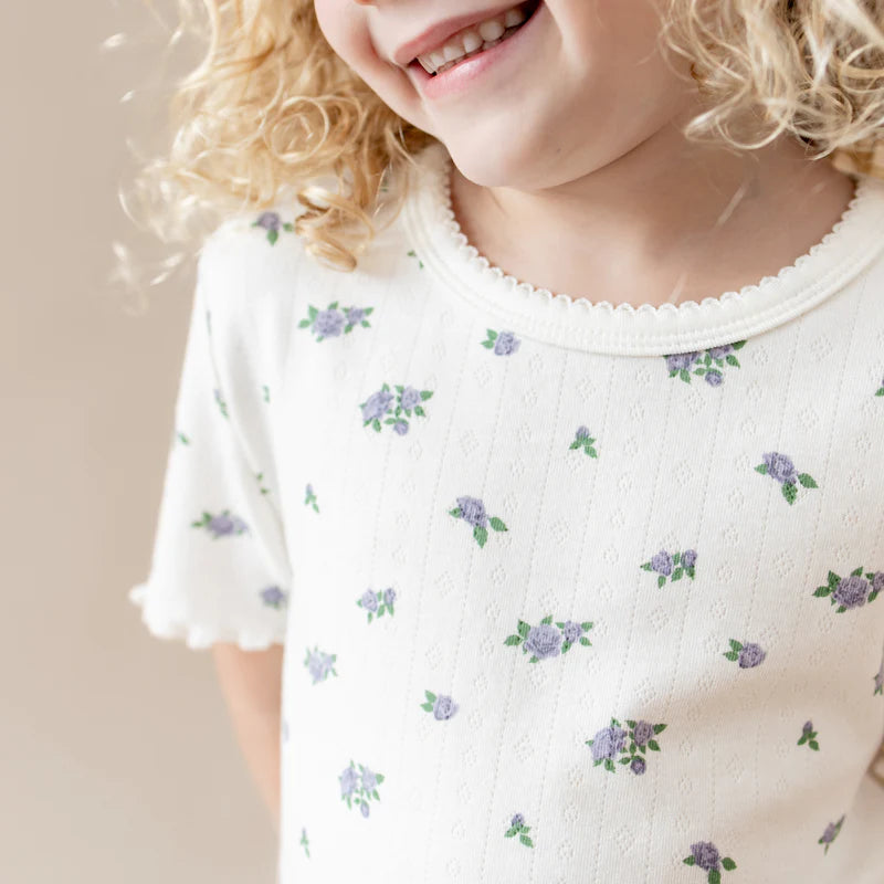 Kyte Baby - Pointelle Short Sleeve Pajamas - Spray Rose