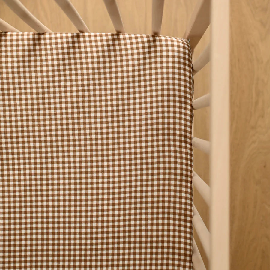 Crepe standard crib sheet - Vichy Brown