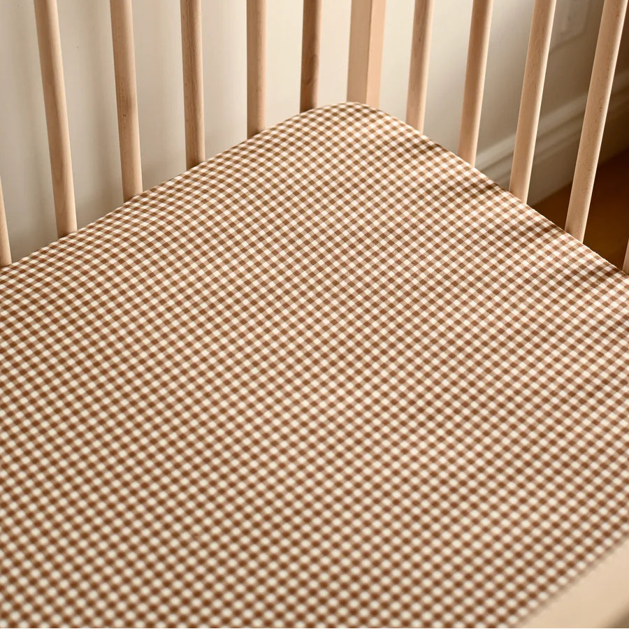 Crepe standard crib sheet - Vichy Brown