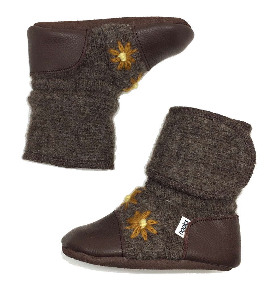 Nooks - Sunflower Felted Wool Booties