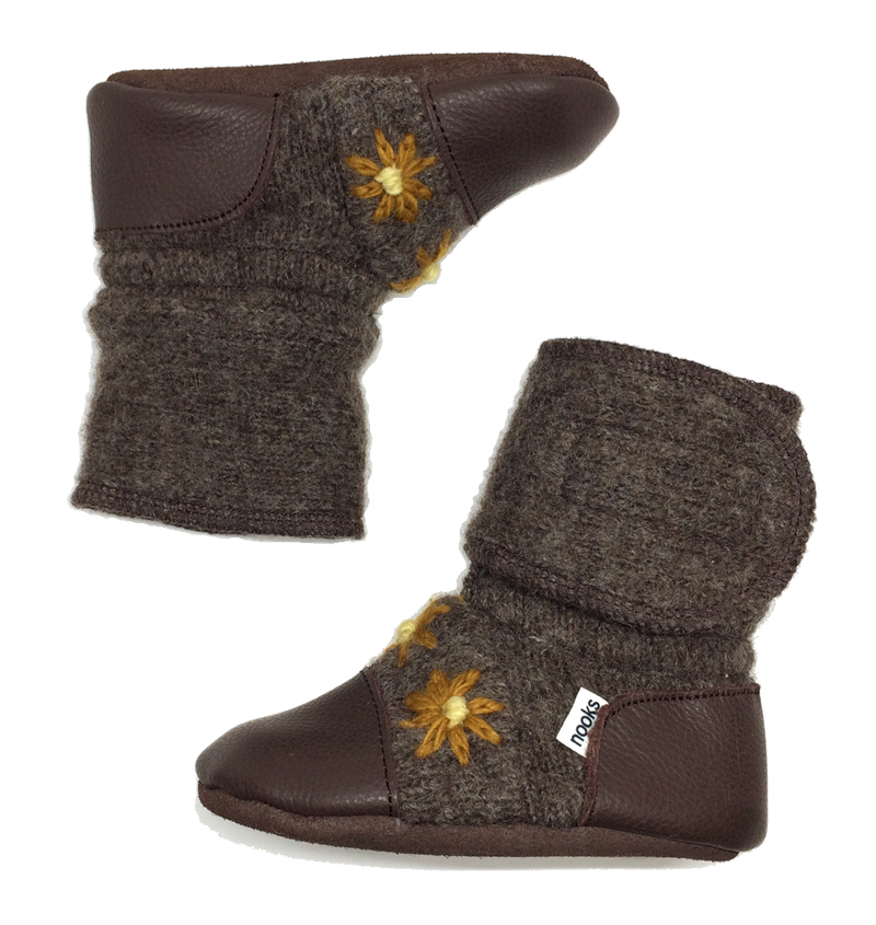 Nooks - Sunflower Felted Wool Booties
