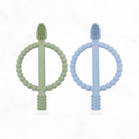 Baby Teething Toothbrush - Sage & Dusty Blue