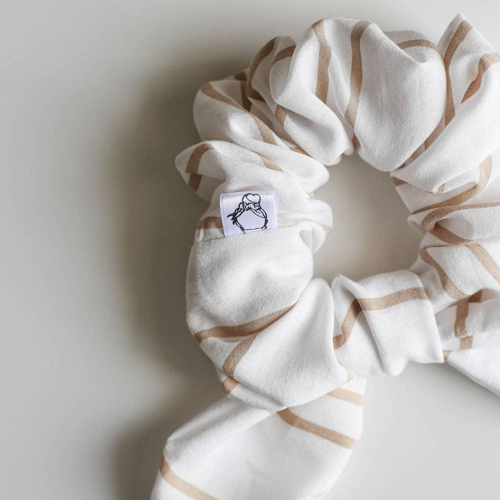 Scrunchies-Cream & Taupe Striped