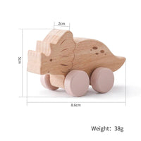 Beech Wood Montessori Toy Dinosaur with wheels