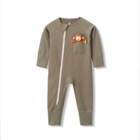 Our Little Treasures - Zip Romper in Olive
