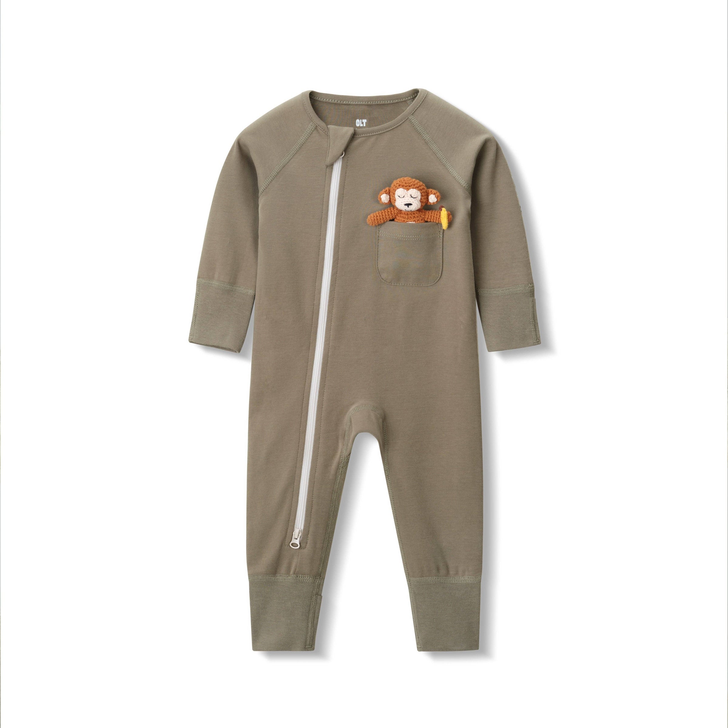 Our Little Treasures - Zip Romper in Olive