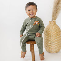 Our Little Treasures - Zip Romper in Olive