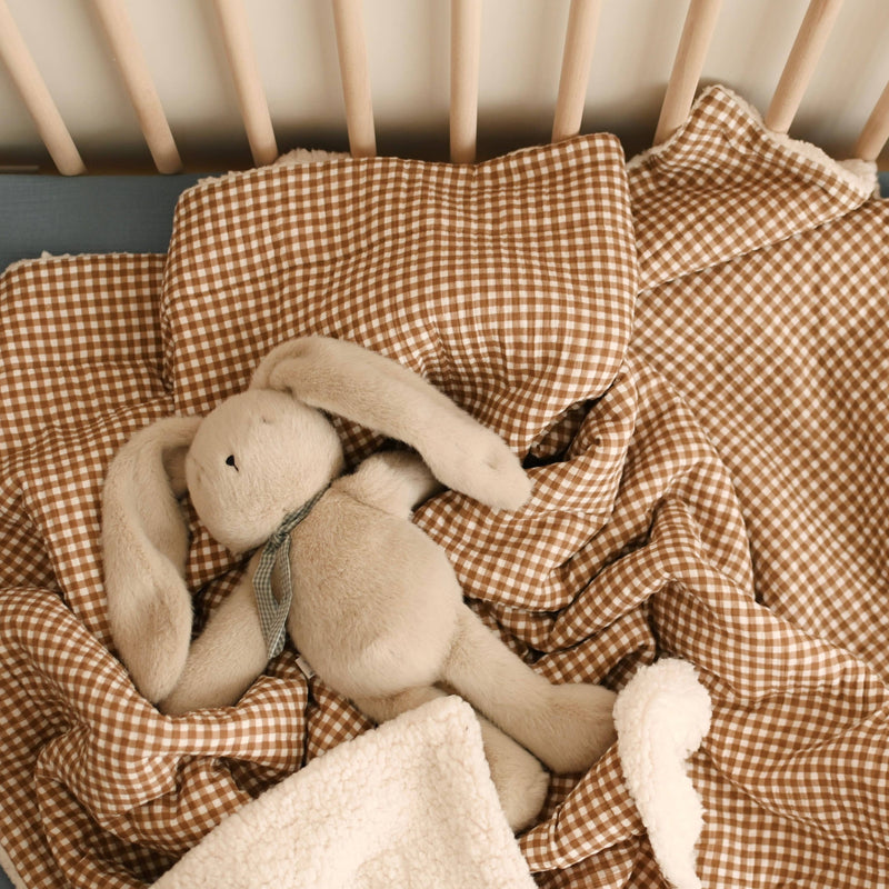 Muslin & Sherpa Blanket - Vichy brown