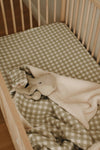 Crepe standard crib sheet - Sage gingham