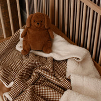Muslin & Sherpa Blanket - Vichy brown