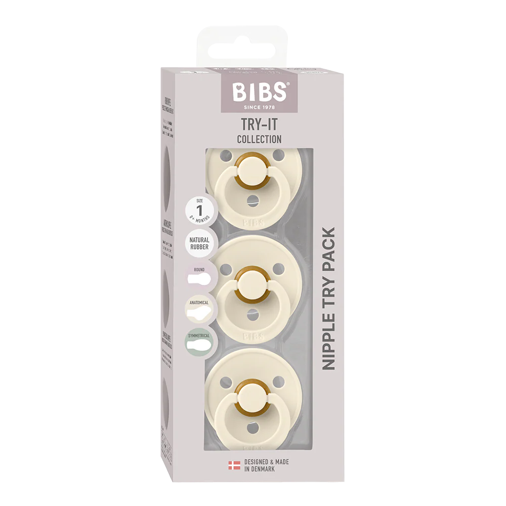 BIBS Pacifier - Try it Collection Sage 3 Pack- Ivory