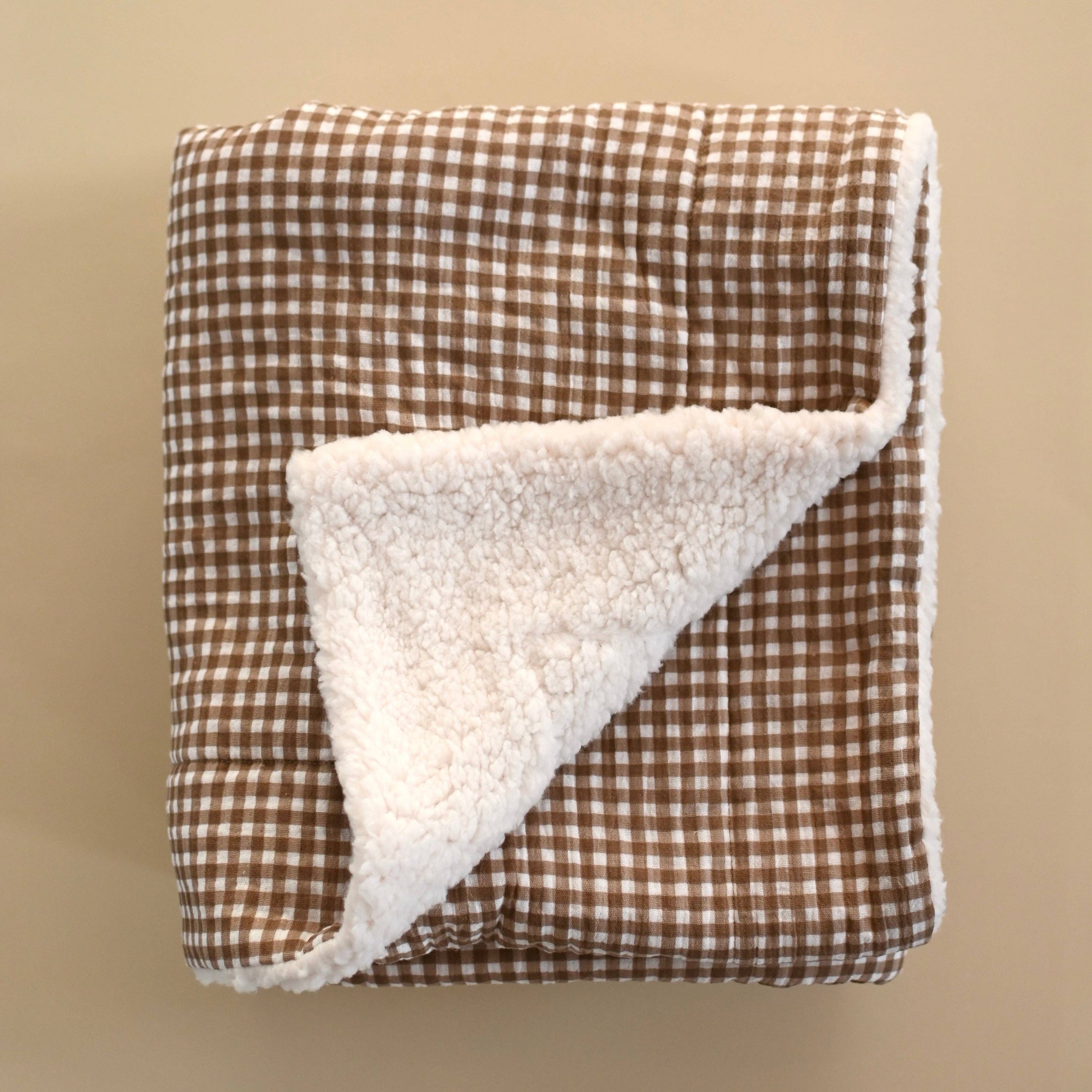 Muslin & Sherpa Blanket - Vichy brown