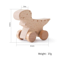 Beech Wood Montessori Toy Dinosaur with wheels