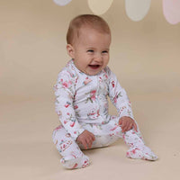 Snuggle Hunny- White Rabbit Organic Snuggle Sleepsuit Zip Footie