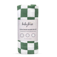 Muslin Swaddle Blanket - Sage Checker