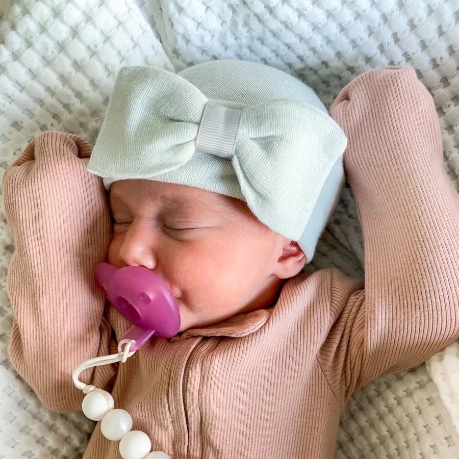 Newborn Hat - Bow - White