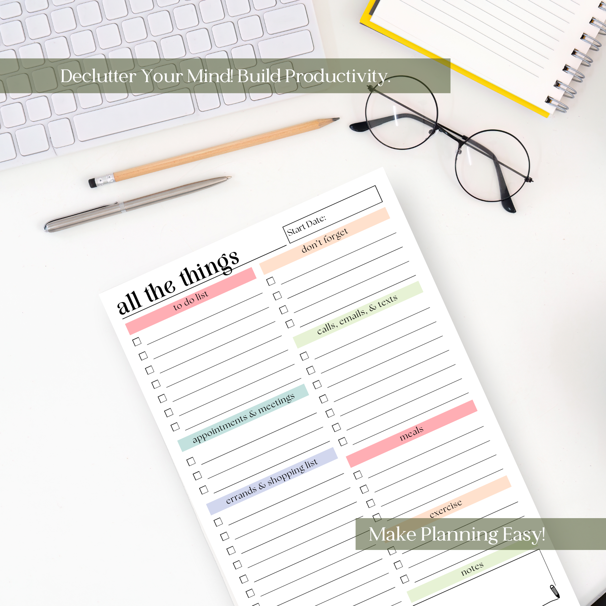 Daily and Weekly To-Do List: 50-Page Notepad