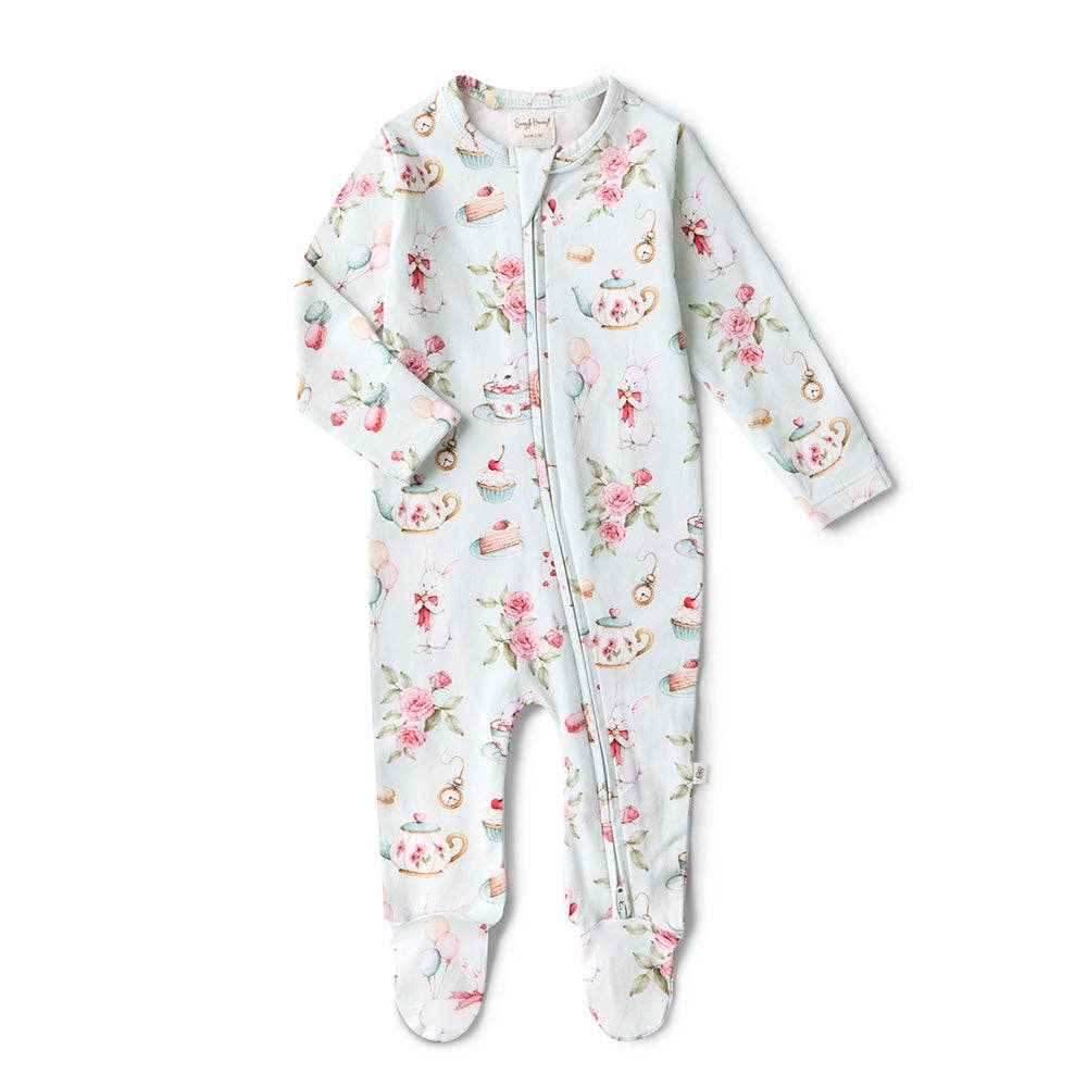 Snuggle Hunny- White Rabbit Organic Snuggle Sleepsuit Zip Footie