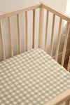 Crepe standard crib sheet - Sage gingham