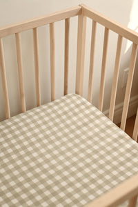 Crepe standard crib sheet - Sage gingham