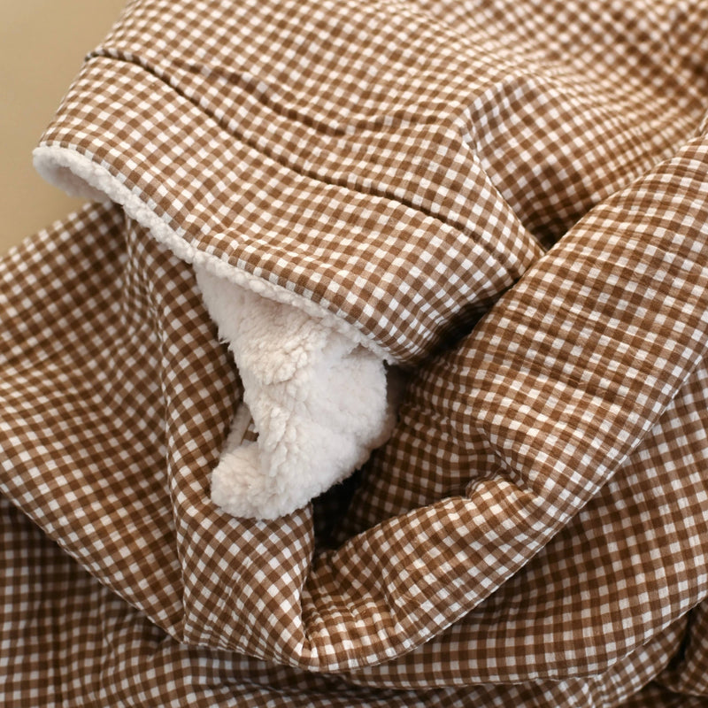 Muslin & Sherpa Blanket - Vichy brown
