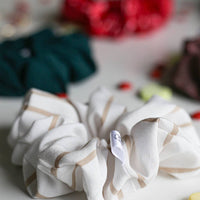 Scrunchies-Cream & Taupe Striped