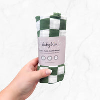 Muslin Swaddle Blanket - Sage Checker