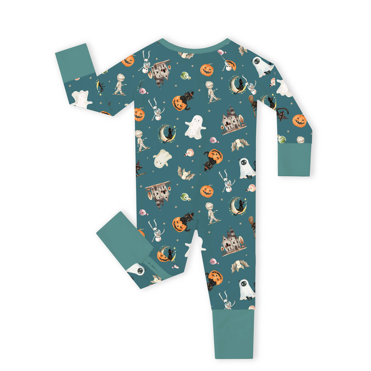 Fancy Prince-Spooky Ghost Pumpkin Patch Baby Bamboo Convertible Romper