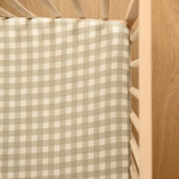 Crepe standard crib sheet - Sage gingham