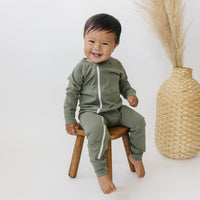 Our Little Treasures - Zip Romper in Olive