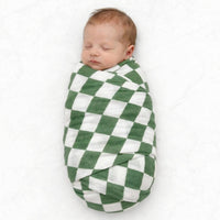 Muslin Swaddle Blanket - Sage Checker