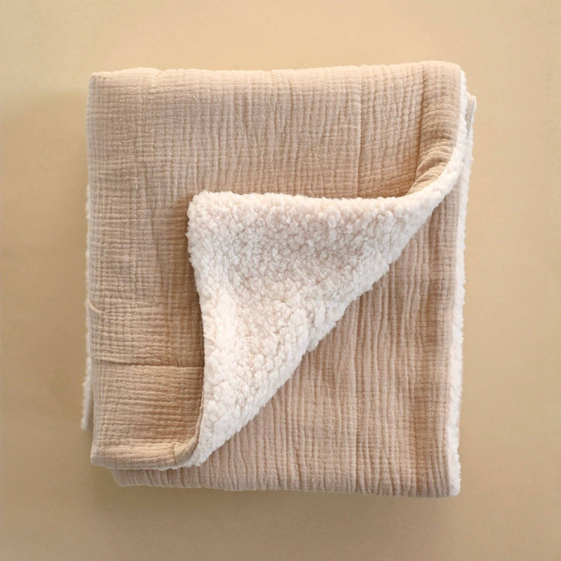Minika Muslin & Sherpa Blanket - Latte