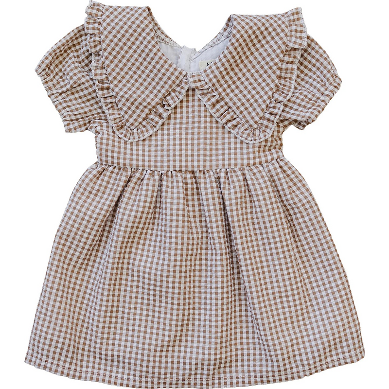 Mebie Baby - Gingham Peter Pan Collar Dress